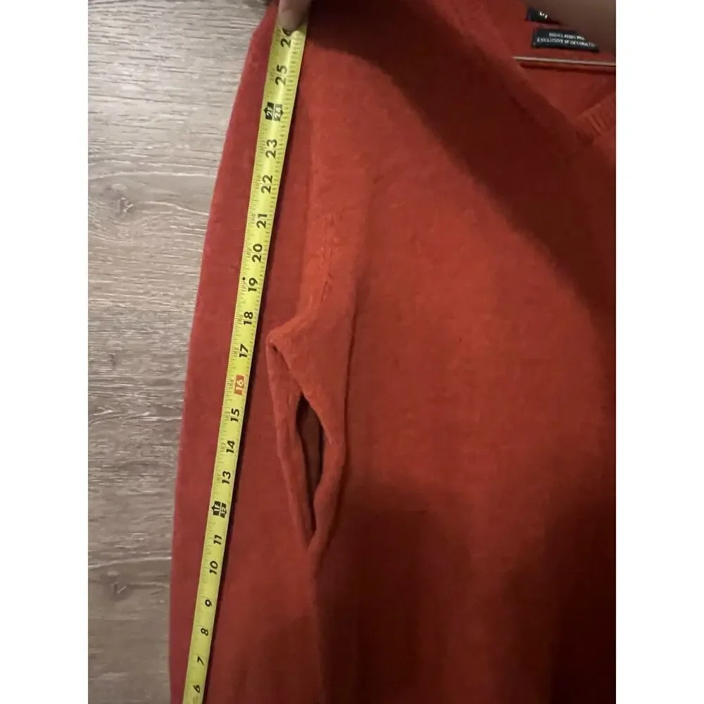 VTG Polo Ralph Lauren Classic 100% Lambswool Italian V-Neck Sweater Sz M Orange